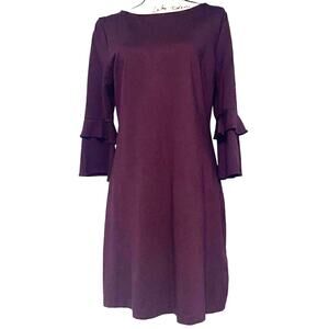 Grayson maroon tired bell sleeve dress large‎